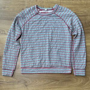 Marine Layer Red and Gray Striped Reversible Top Small